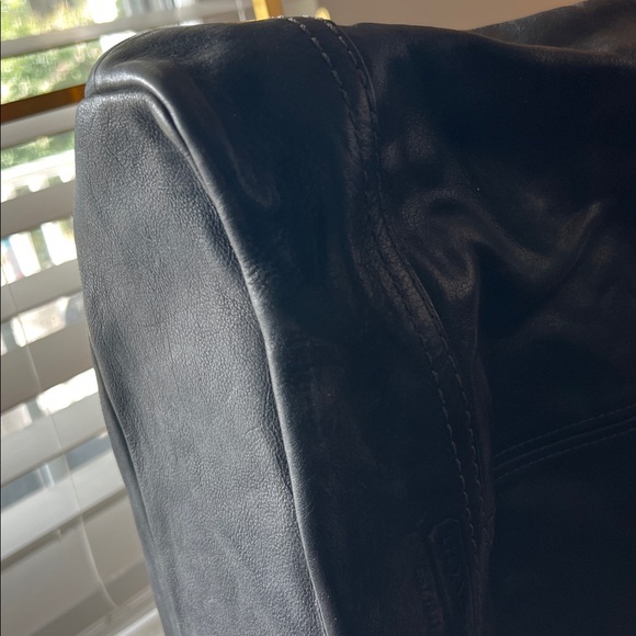 Coach Black Leather Shoulder Tote Bag with Gold Brass Accents - Picture 9 of 13